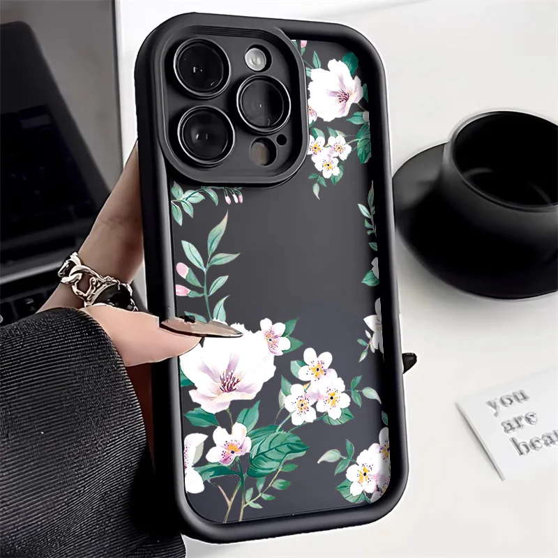Case For iPhone 15 Pro Flower Cover iPhone 11 14 12 13 15 Pro Max X XR XS Max 14 15 7 8 Plus SE 2020 2022 Shockproof Funda Cases