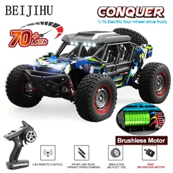 70KM/H lub 50KM/H 1:16 4WD Rc Car 4x4 Off Road Brushless Remote Control Truck Electric High Speed Drift Cars VS Wltoys 124016   Zabawka