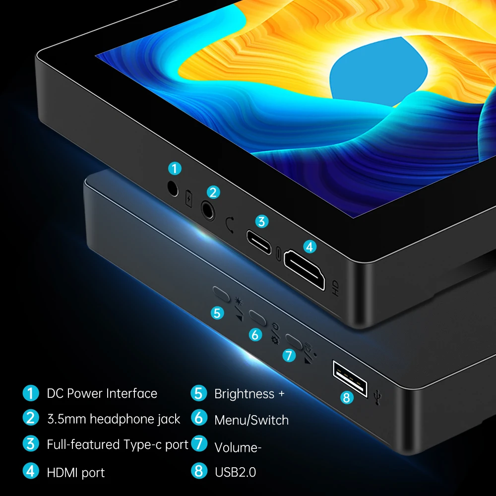 10.3 inch Small Touchscreen Monitor, 1920 x 720 IPS Mini Touch Display,  HDMI USBC, for Computer AIDA64 GPU CPU RAM Monitoring