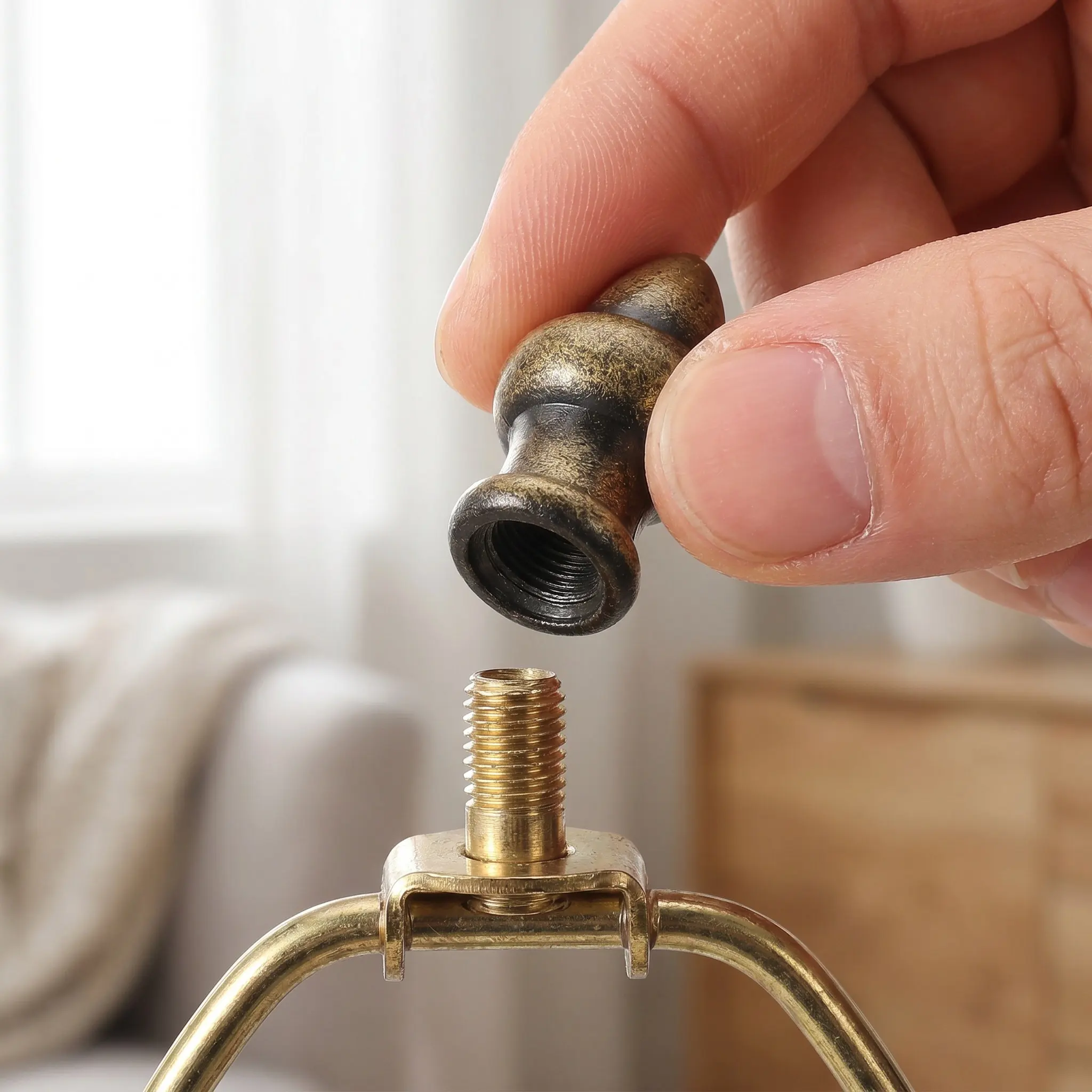 6Pcs Metal Decorative Nuts Bronze Lamp Finial Caps Zinc Alloy Vintage Lighting Nuts Replacement Lamp Shade Finials