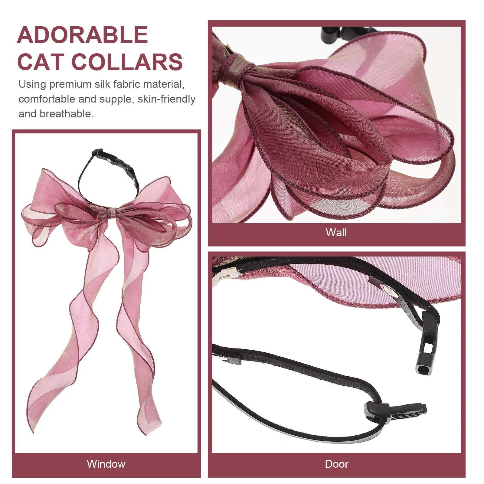 

Pet Bow Headdress Cute Cat Accessories Decoration Decorate Collar Kitten Pink