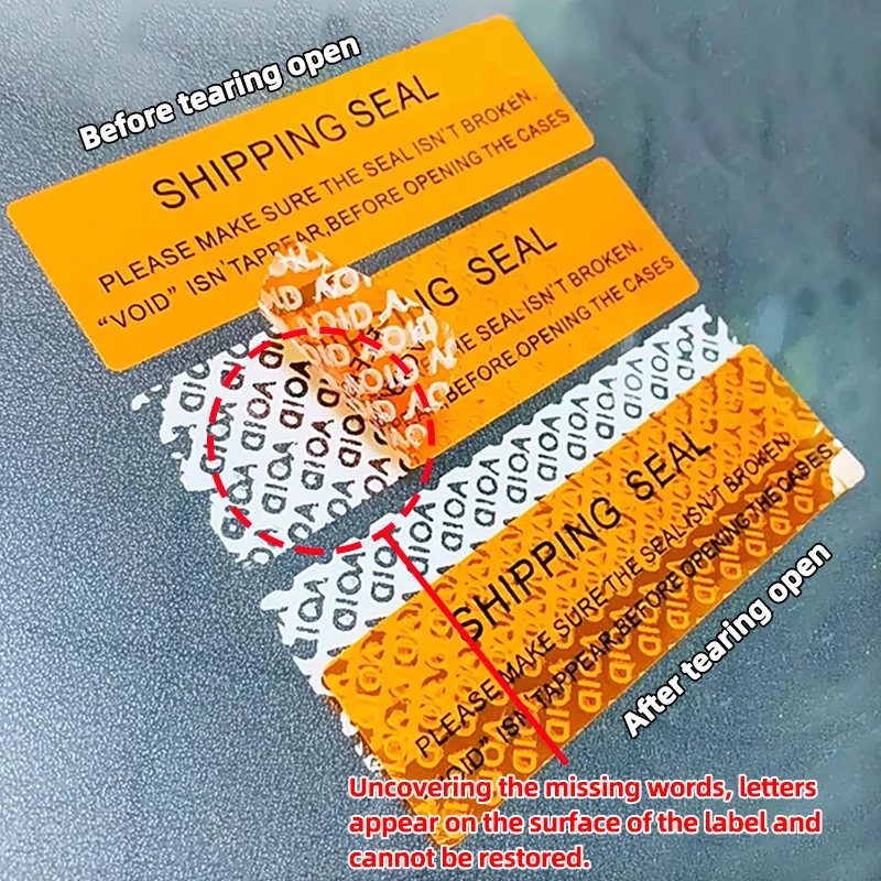 Oranje Leegte Zegel Label Wegwerp Anti-Sloop Label Scheur Ongeldig Open Laat Woord Afdichting Doos Anti-Traan Sticker