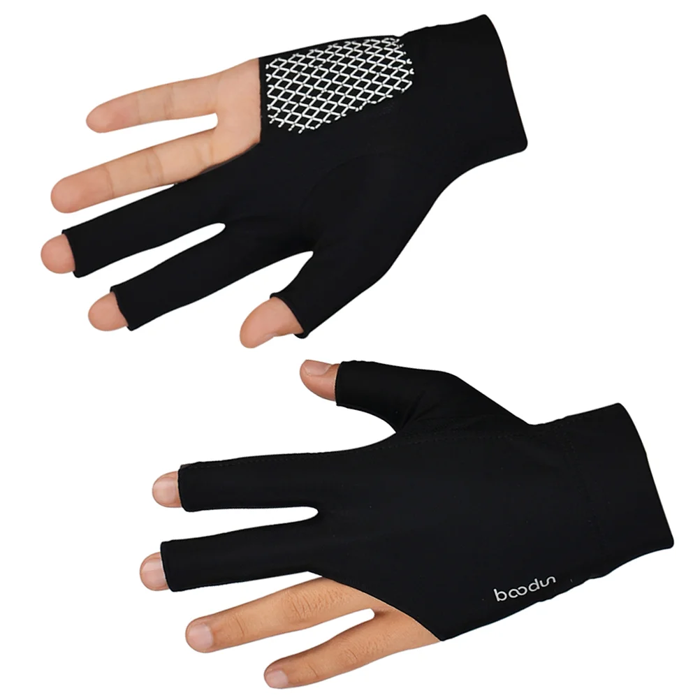 

The Mitten Finger Glove 3 Billiards Non-slip Fingers Gloves Black Snooker Fitness