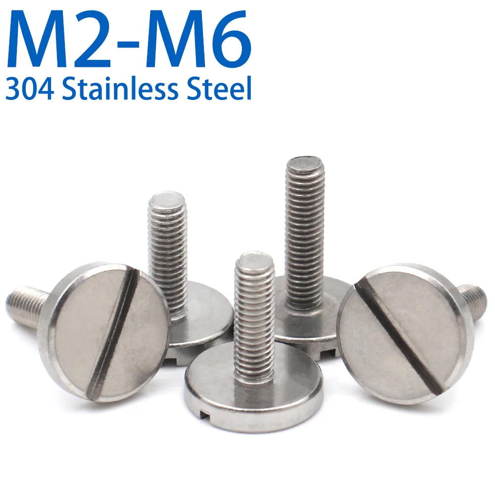 Image of 304 Edelstahl-Schlitzschrauben mit großem Rundkopf M2 M2.5 M3 M4 M5 M6 Zylinderkopfschrauben Maschinenschrauben Hardware-Befestigungselemente