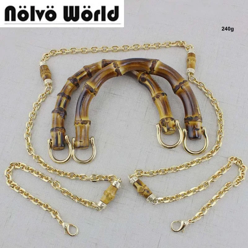 1/5 Pairs 4 Inch Small Natural Bamboo Bags Purse Handle Customized 1 /5 Pcs Bamboo Ornament Long Chain for Handbag Underarm Bag