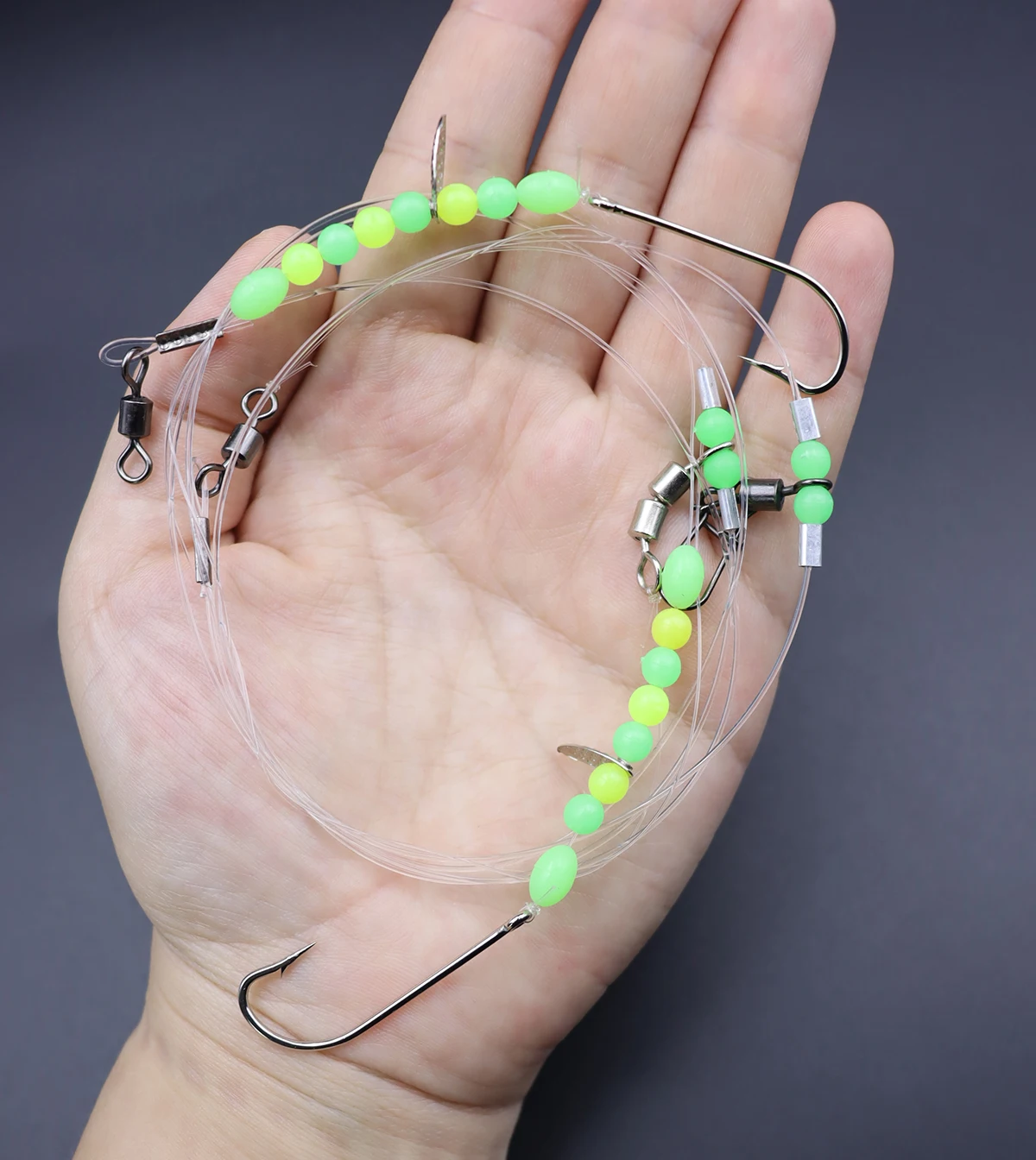 ZYZHE 1 Stück Meeresfischerei-Flapper-Rig mit 2 Haken, vorgebundene Flachfisch-Rigs für Strand- und Uferfischerei auf Seelachs, Sole, Whiting – Detail 8