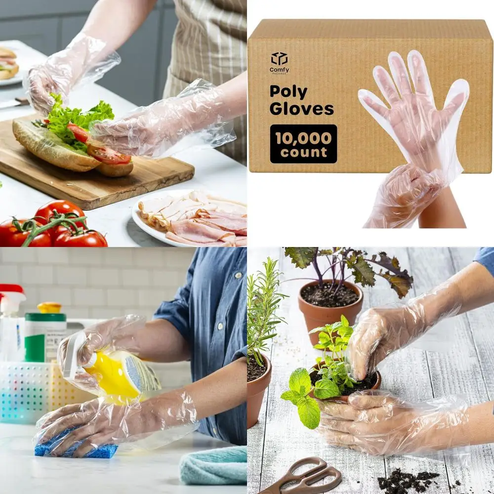 

10,000 Disposable Plastic Gloves for Cooking, Food Prep, and Service - Latex-Free, Powder-Free, One Size Fits Most