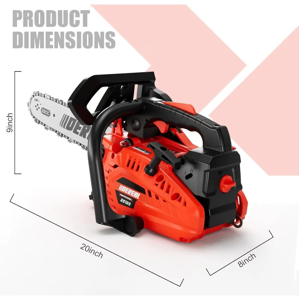 12인치 25.4CC 투스트로크 탑 핸들 가스 체인톱 효율적인 나무 절단용