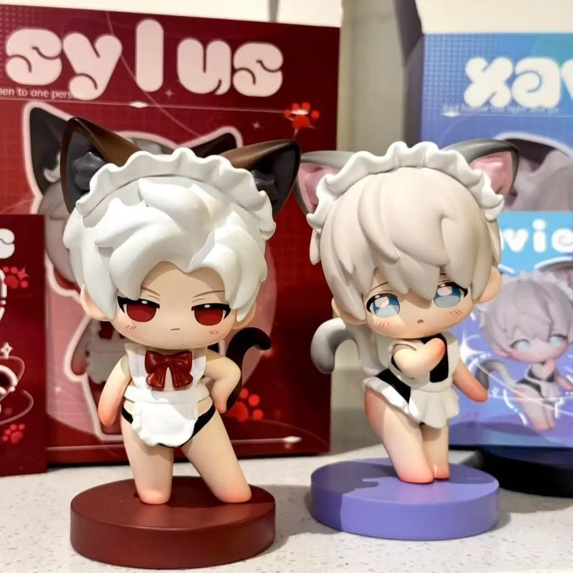 

Love and Deepspace Inspired Chibi Figurines Li ShenQi YuShenXinghuiQin Che Maid Outfit Cute Game Merch Desktop Decor Collectible