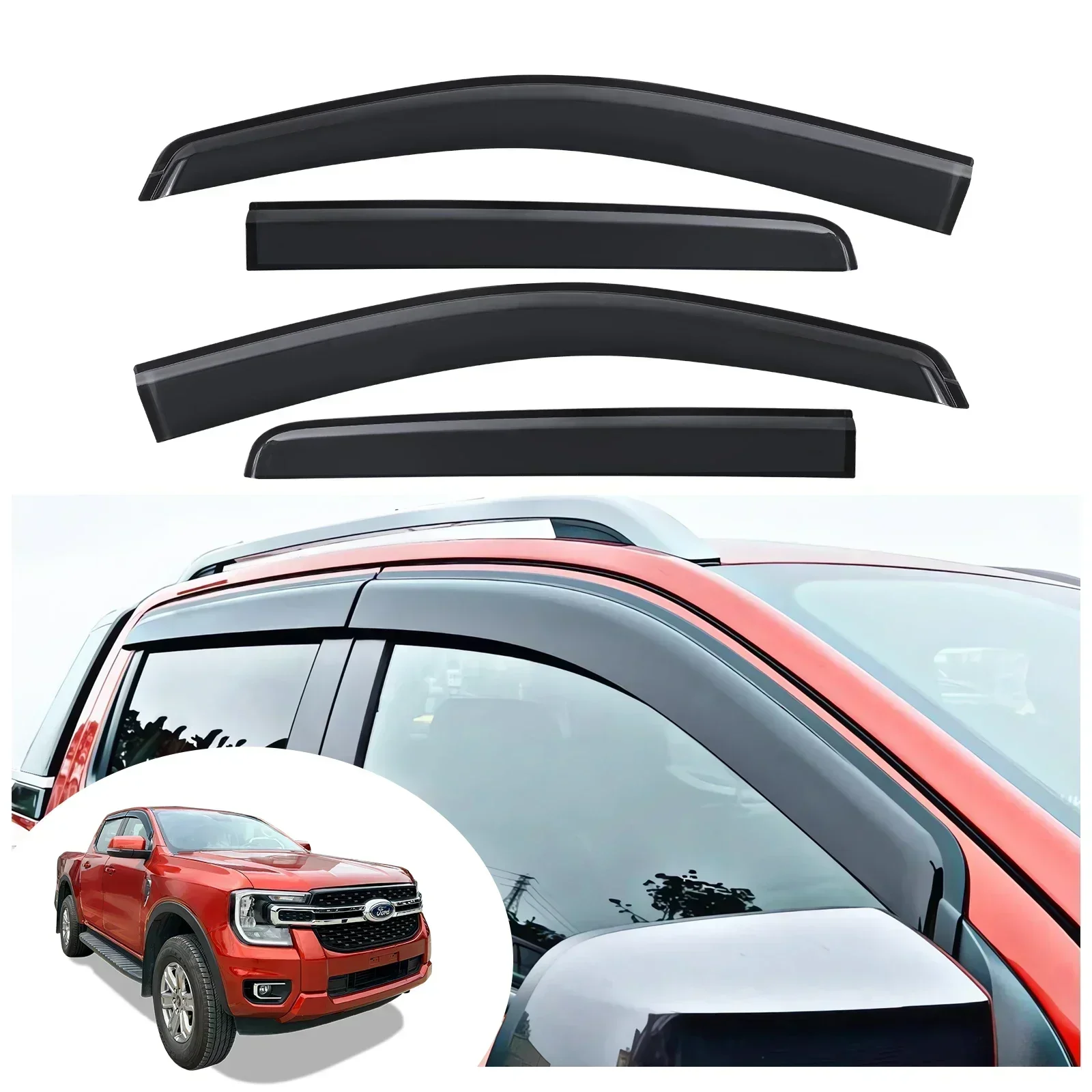 Weather Shield Window Visor for Ford Ranger T9 2023 2024 Wildtrak Sport XLT XLS XL double cabin Wind Deflector Shield Guard