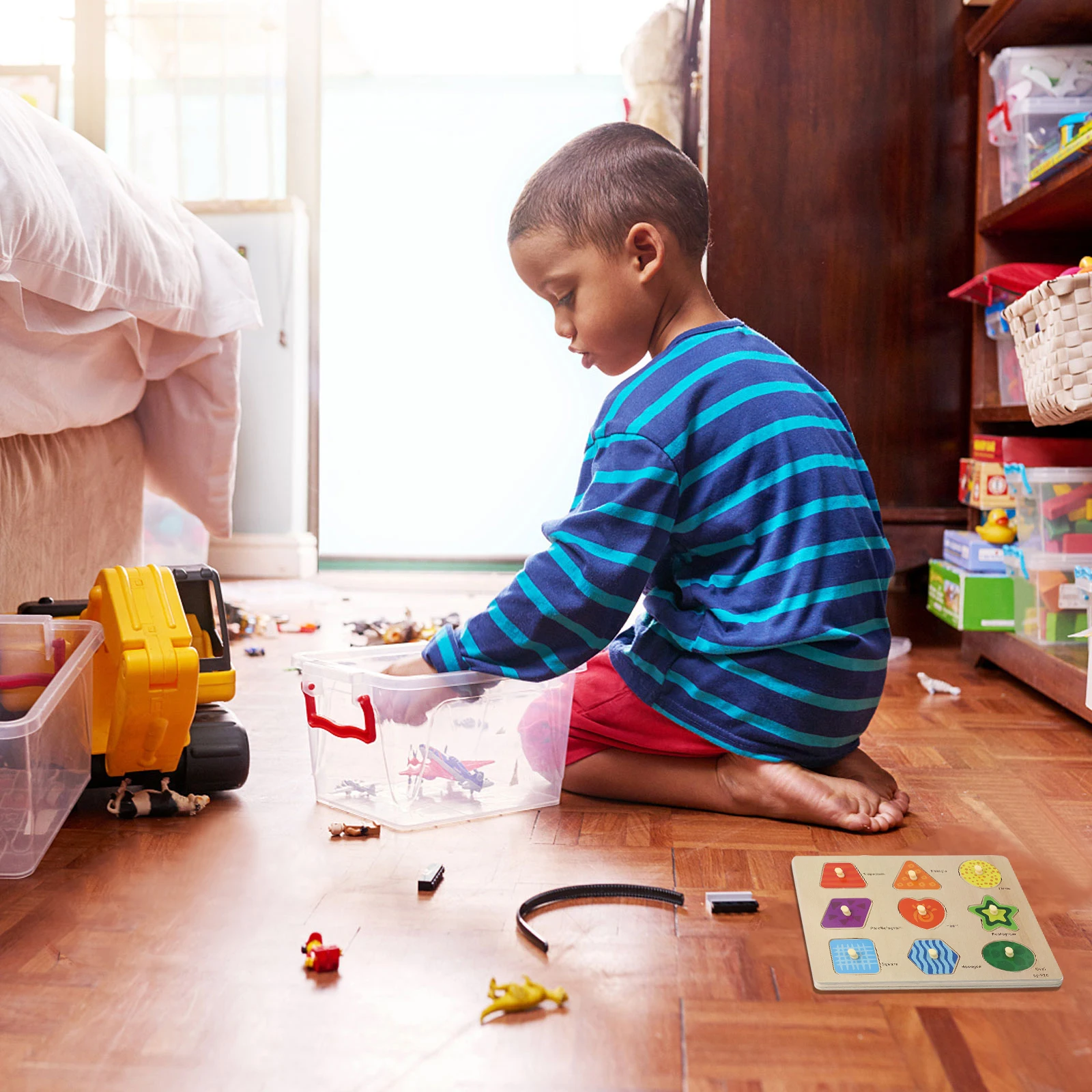 1 set 1 Set Jigsaw Wooden Puzzle Board Puzzle Premium Educational For Kids Wood Matching Board Game Cartoon Shape Color Learning