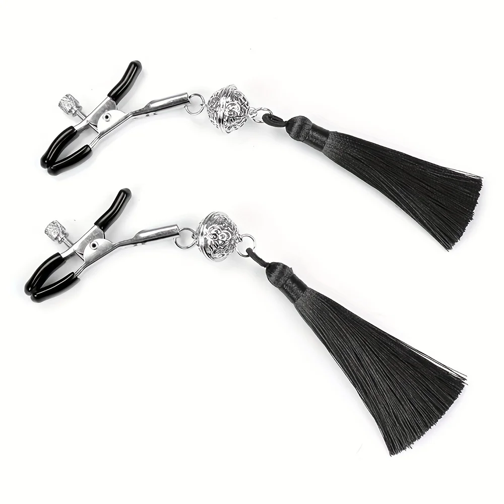 Stainless Steel Hollow Bell with Tassel Nipple Clip Retro Palace Bell Breast Clamps BDSM Flirting Sex Toys for Women and Couples