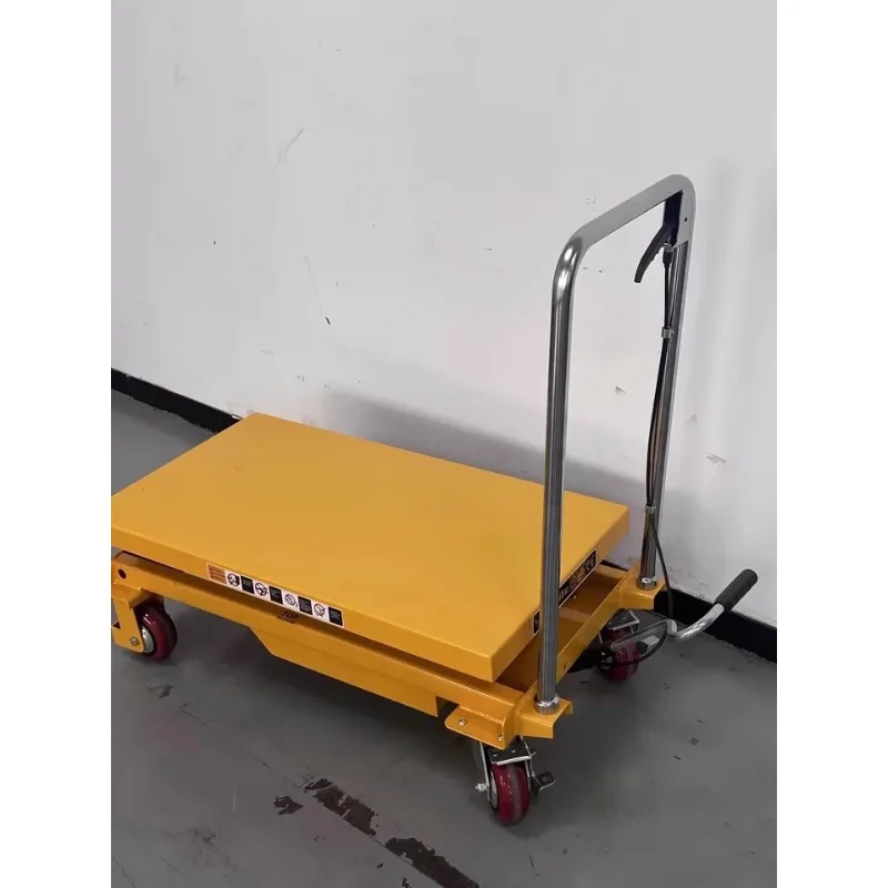 

100KG 500KG Mobile Manual Hydraulic Scissor Lift Table Hand Push Small Elevating Platform Moving Lift Machine