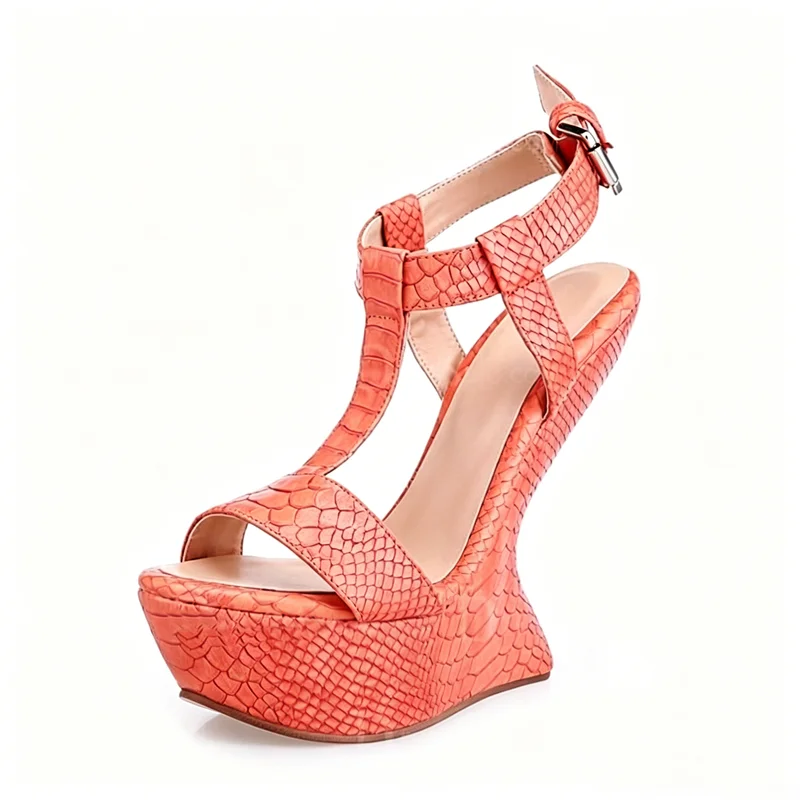 Platfrom Strange Crocdile Leather Sandas Sexy Pointed Toe Slingback Customized New Arrivals Fashion Women Modern Shoes