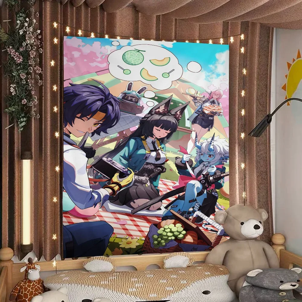 Zenless Zone Zero Game Cool ZZZ Bedruckter großer Wandteppich zum Aufhängen, Tarot, Hippie-Wandteppiche, Wohnheim, Heimdekoration