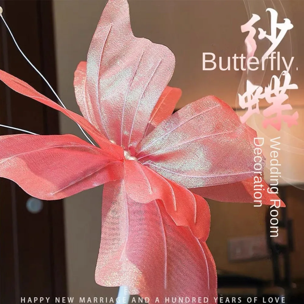 Silk Artificial Butterfly Flowers Colorful 30cm Flower Head Background Fake Flowers Artificial Flowers Photography Props Garden