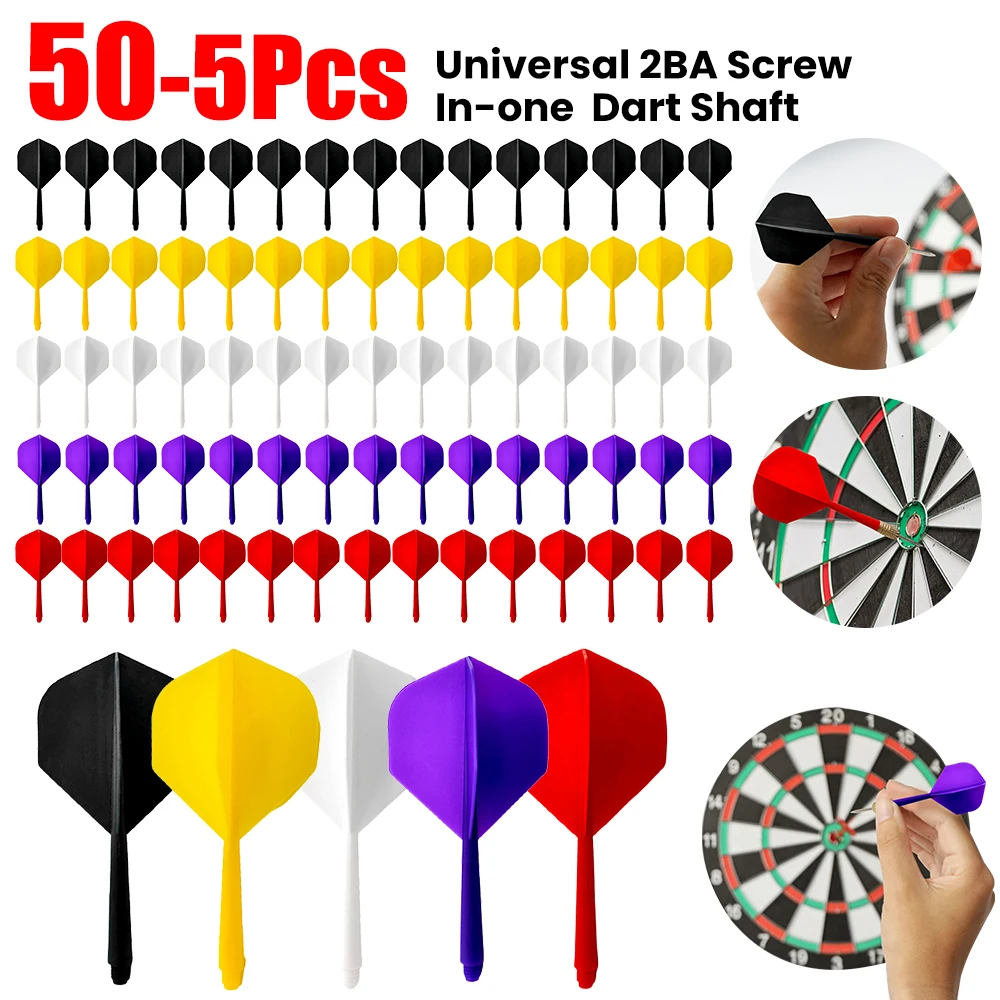 50-5pcs Dart Flights Shaft Anti-Fall Integrated Dart Flights and Shaft Durable 2BA Screw In-one Dart Flight Dart Accessories Kit