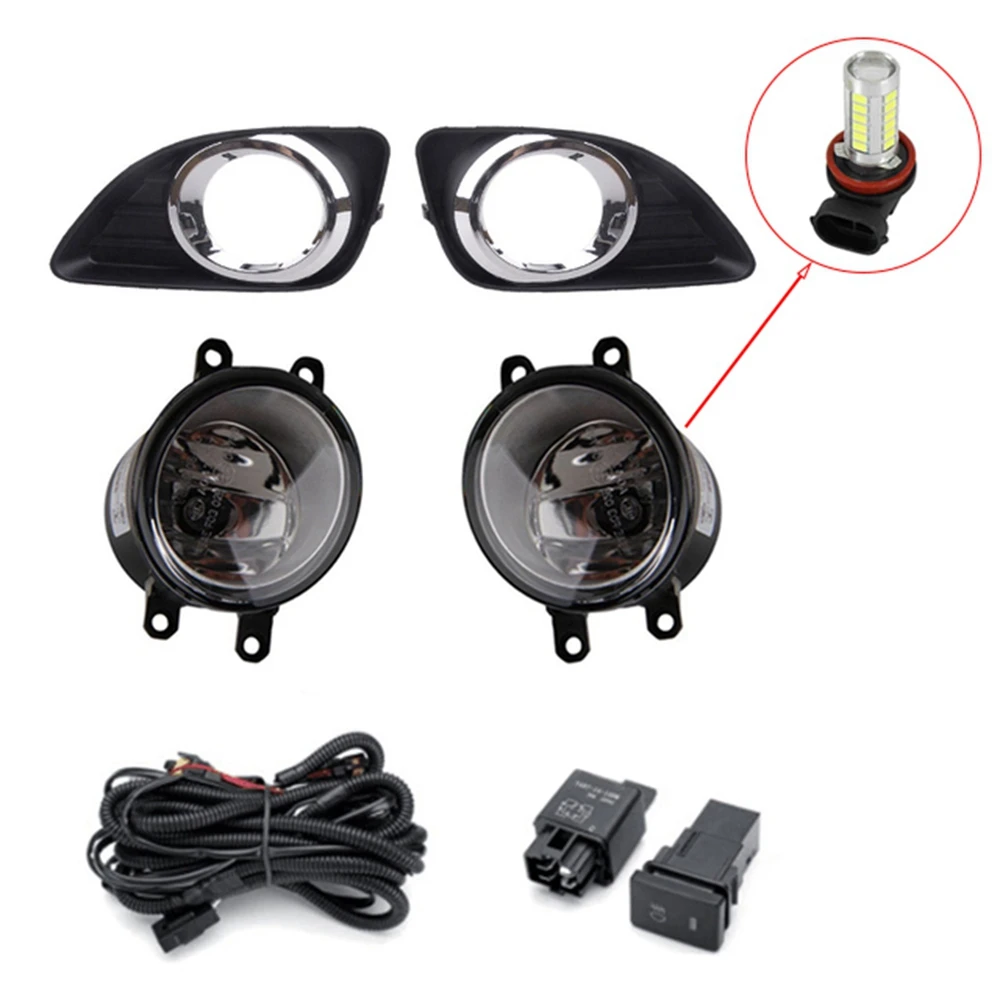 LED Fog Light Headlight Fog Lamp Cover Grill Bezel Switch Foglights Assembly for Toyota Camry XV40 2010 2011