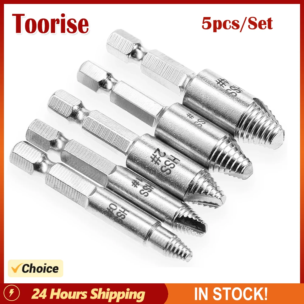 5pcs/Set Damaged Screw Extractor Drill Bit Set Easily Take Out Demolition Tools Kit Stripped Broken Screw Bolt Remover Extractor