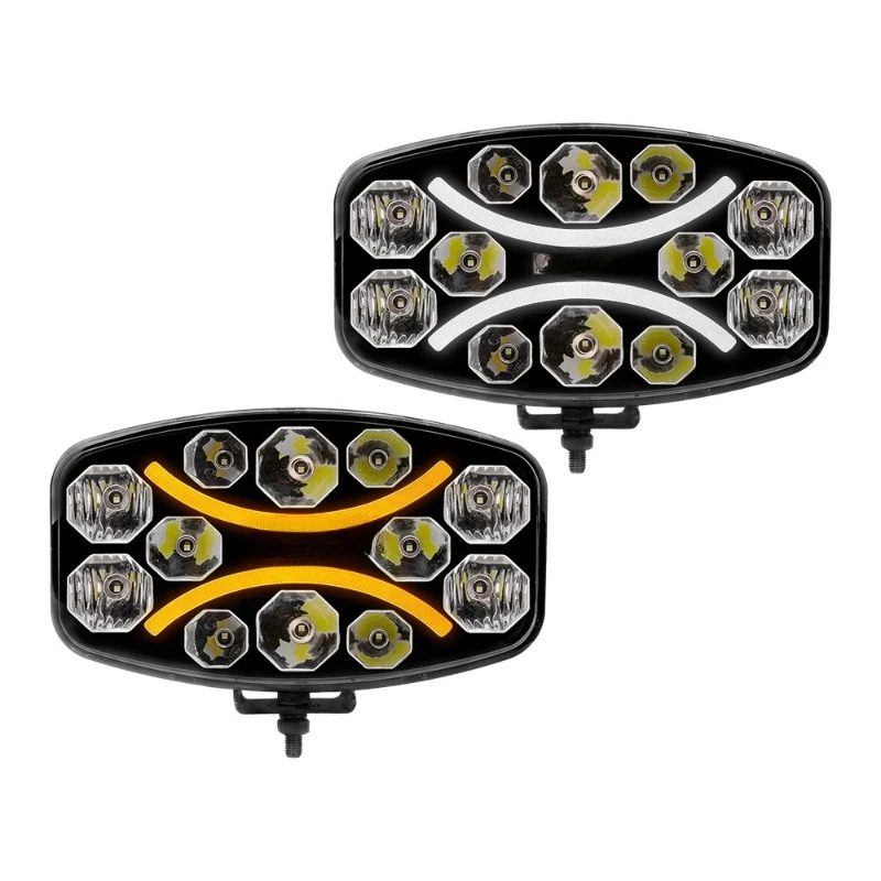 

10-Inch oval truck off-road vehicle driving light yellow and white two-color LED high-power driving light
