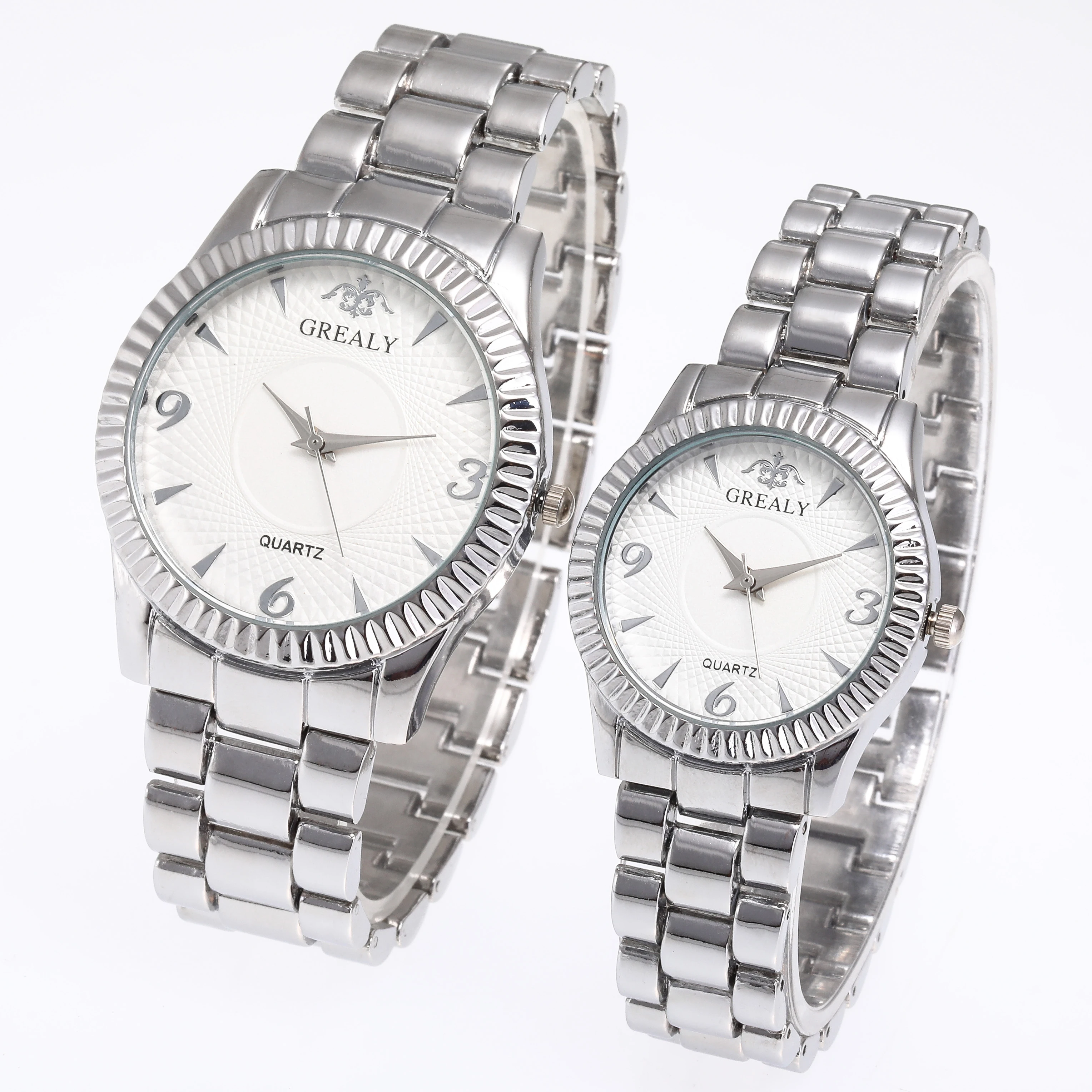 Versatile Digital Scale Quartz Couple Watches Casual Men's Set Steel Band Watch Women's Simple