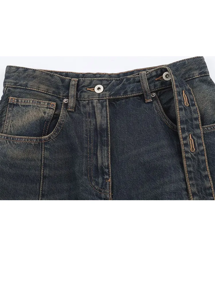 กางเกงยีนส์ทรงตรงเอวต่ำแบบมีซิป แต่งเข็มขัด สไตล์ลำลอง สตรีทแฟชั่น สำหรับผู้หญิง รุ่น HH Woman Spring Versatile