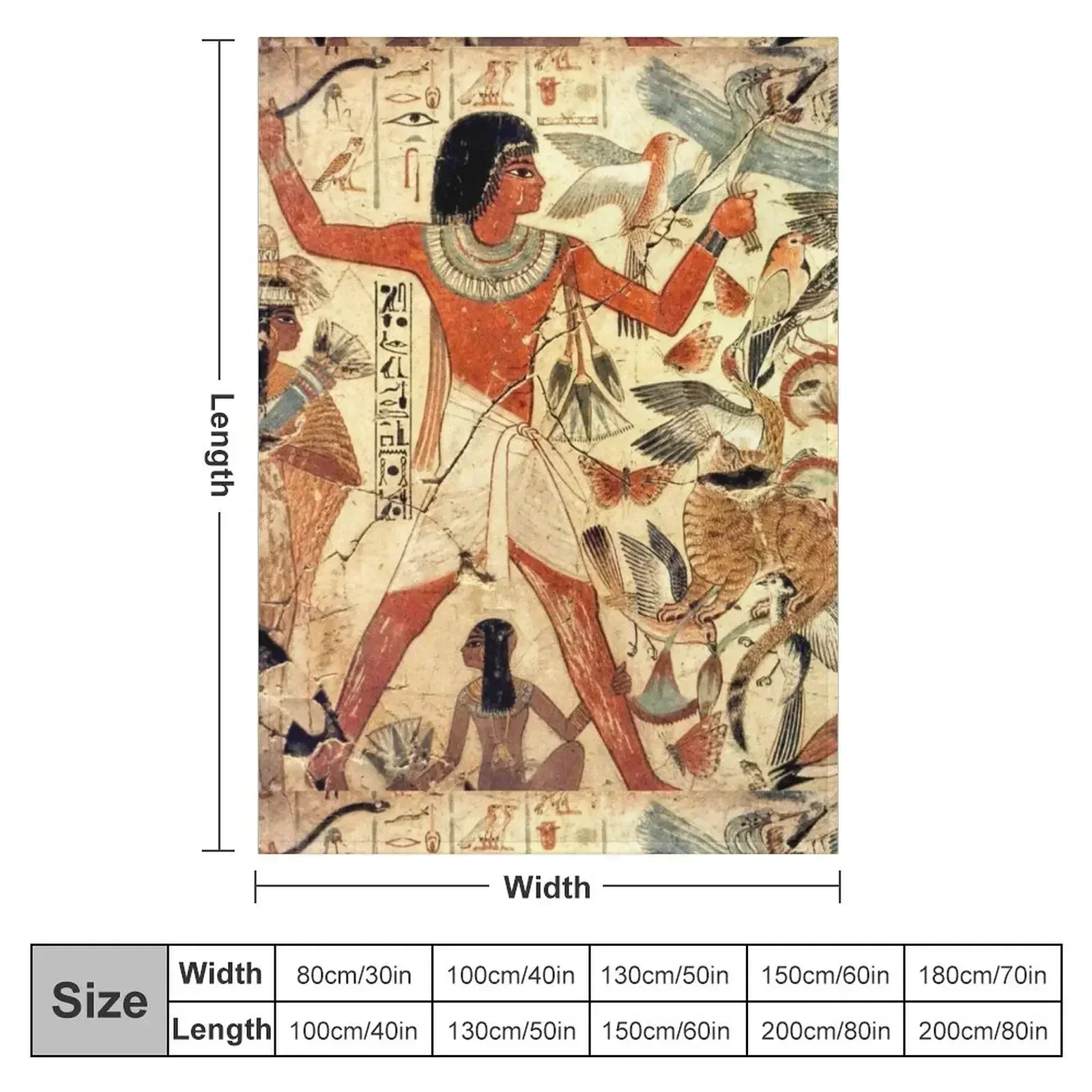 Ancient Egyptian Couple Hunting Throw Blanket Personalized Gift Warm Soft Plaid Decoratives Blankets