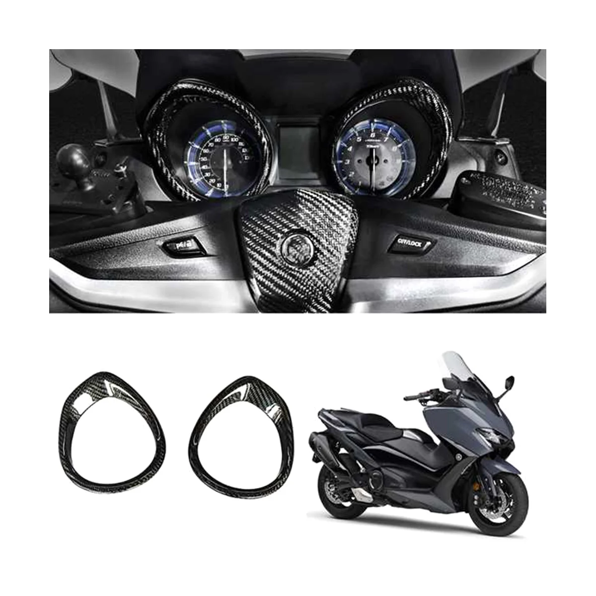 Motorcycle Speedometer&Tachometer Ring Cover for Yamaha TMAX530 17-19