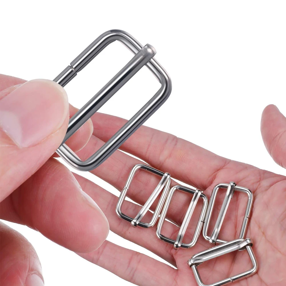 5PCS 32MM Metal Tri-Glide Slide Buckles Adjuster Roller Pin Buckles Slider Strap Keychains for Backpack Purses DIY Accessories