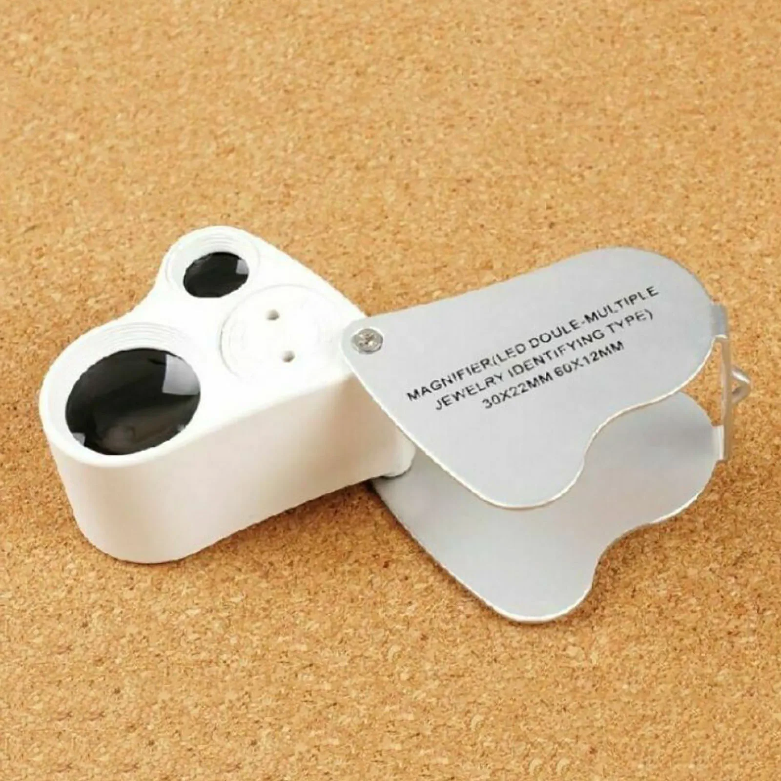 2 uds lupa de joyero portátil 30x 60x con luces lupa de aumento lentes duales lectura lupa de geología antigua