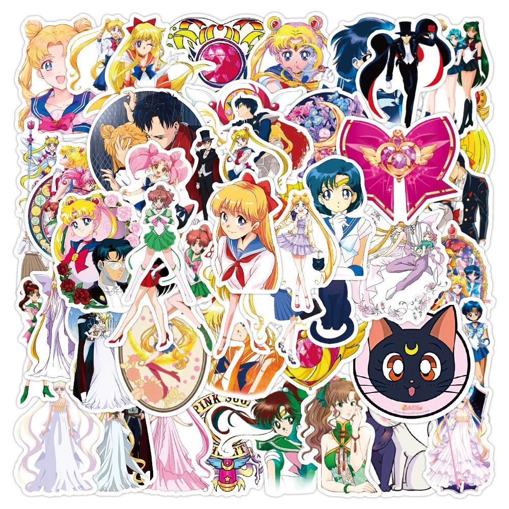 

10/30/50pcs Anime Sailor Moon Aesthetic Stickers Kawaii Girl Graffiti Decals Stationery Luggage Phone Waterproof Sticker Kid Toy