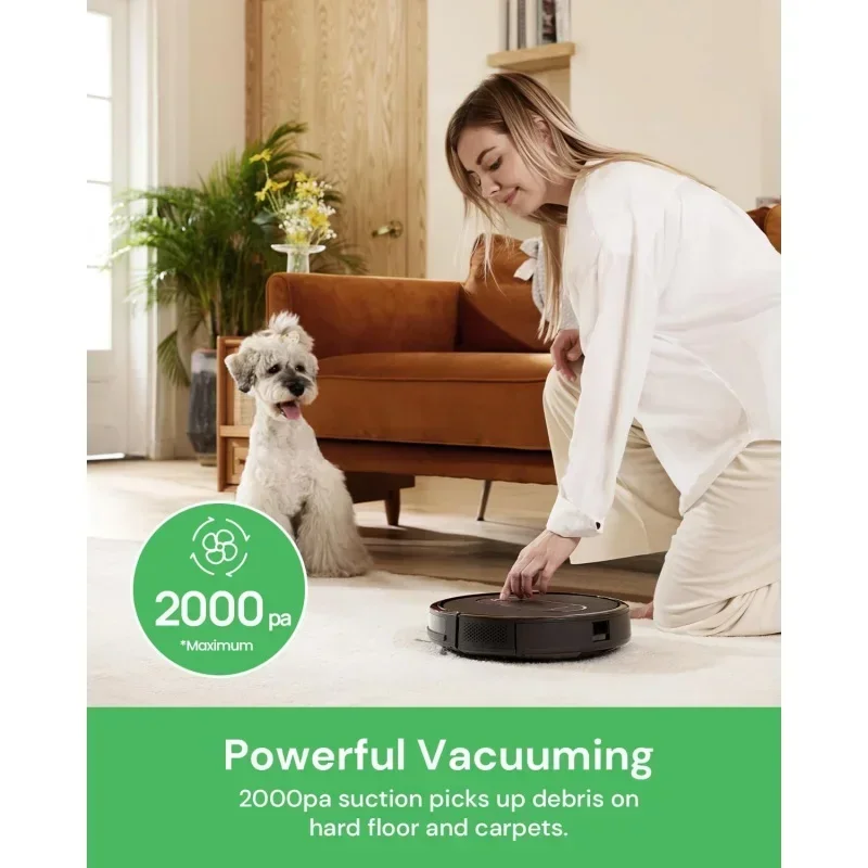 QWVactidy Robot Vacuum with 2000Pa Suction Power,2.4GHz WiFi/App/Alexa/Siri Control,Self-Charging Robotic Vacuum Cleaner for Low