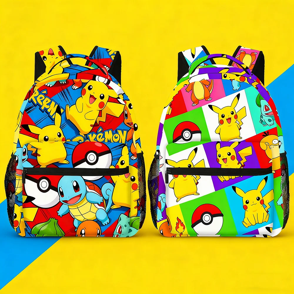 

Рюкзак Пикачу, школьный рюкзак с аниме-принтом, легкий дорожный рюкзак с сетчатыми карманами