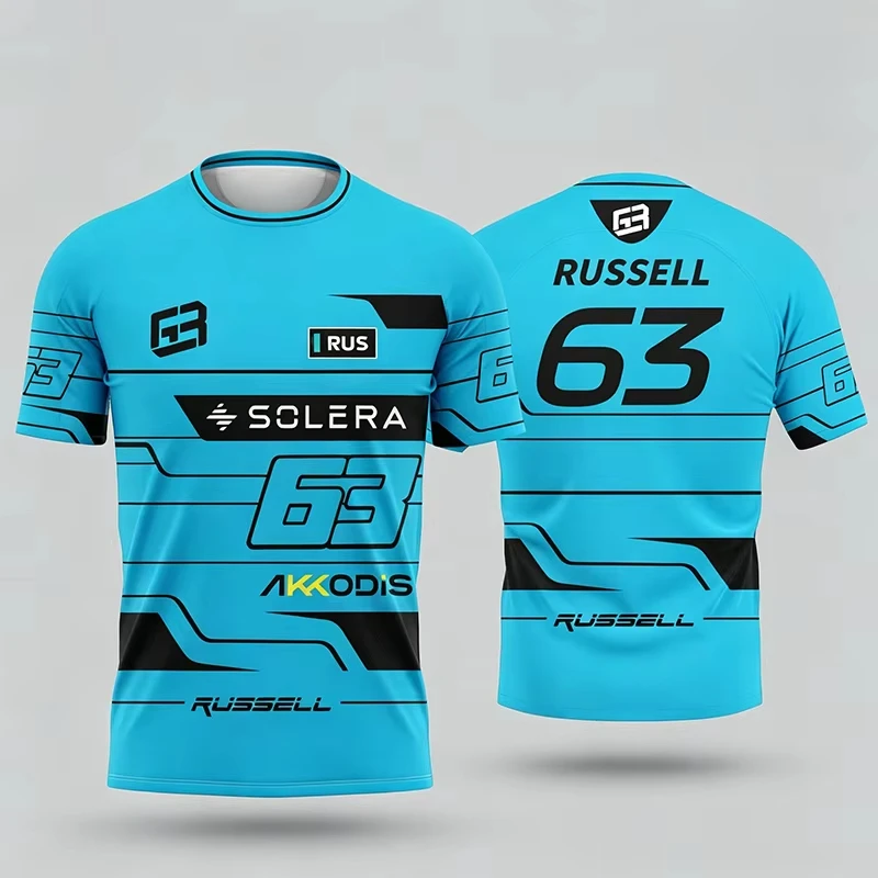 2026 new racing car, driver number 63, George Russell Fan 3D printed T-shirt, men's and women's summer casual short sleeved top