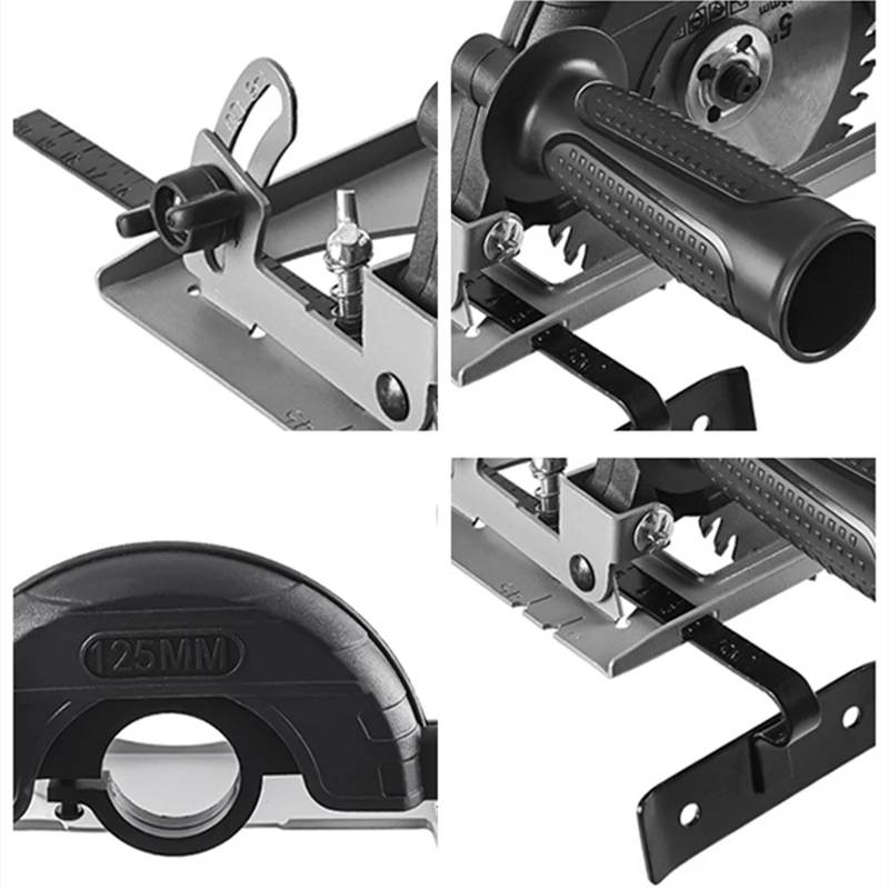 Meuleuse d\'angle réglable avec dispositif de renforcement de la poussière, mise à niveau 45 °, conversion en machine de découpe, base de rainurage