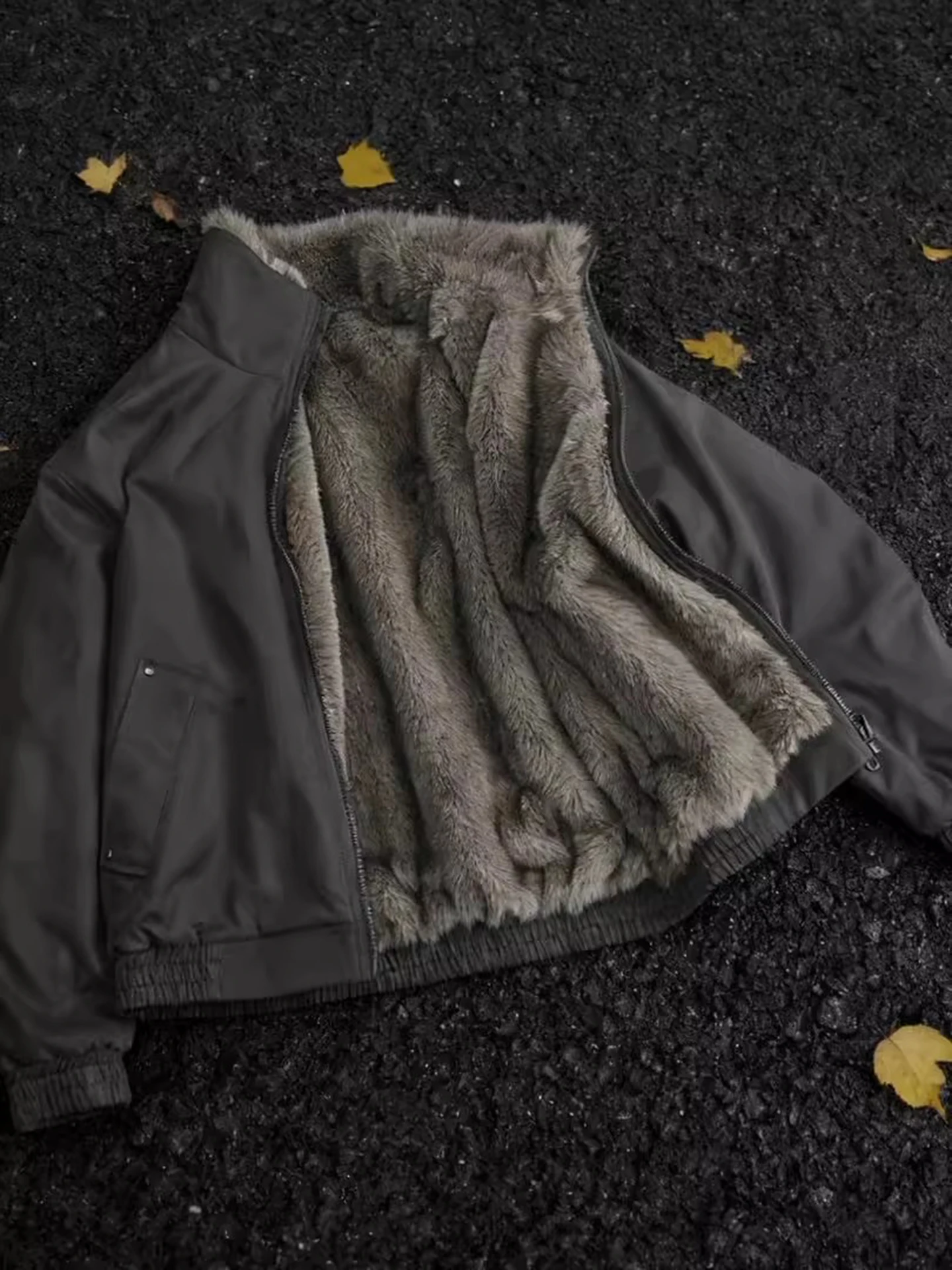 

Cleanfit Double-Sided Wearable Thiened Winter Cotton Jaet Men's Sle Mountain Eagle Design Warmth Casual Long Sve Zipper