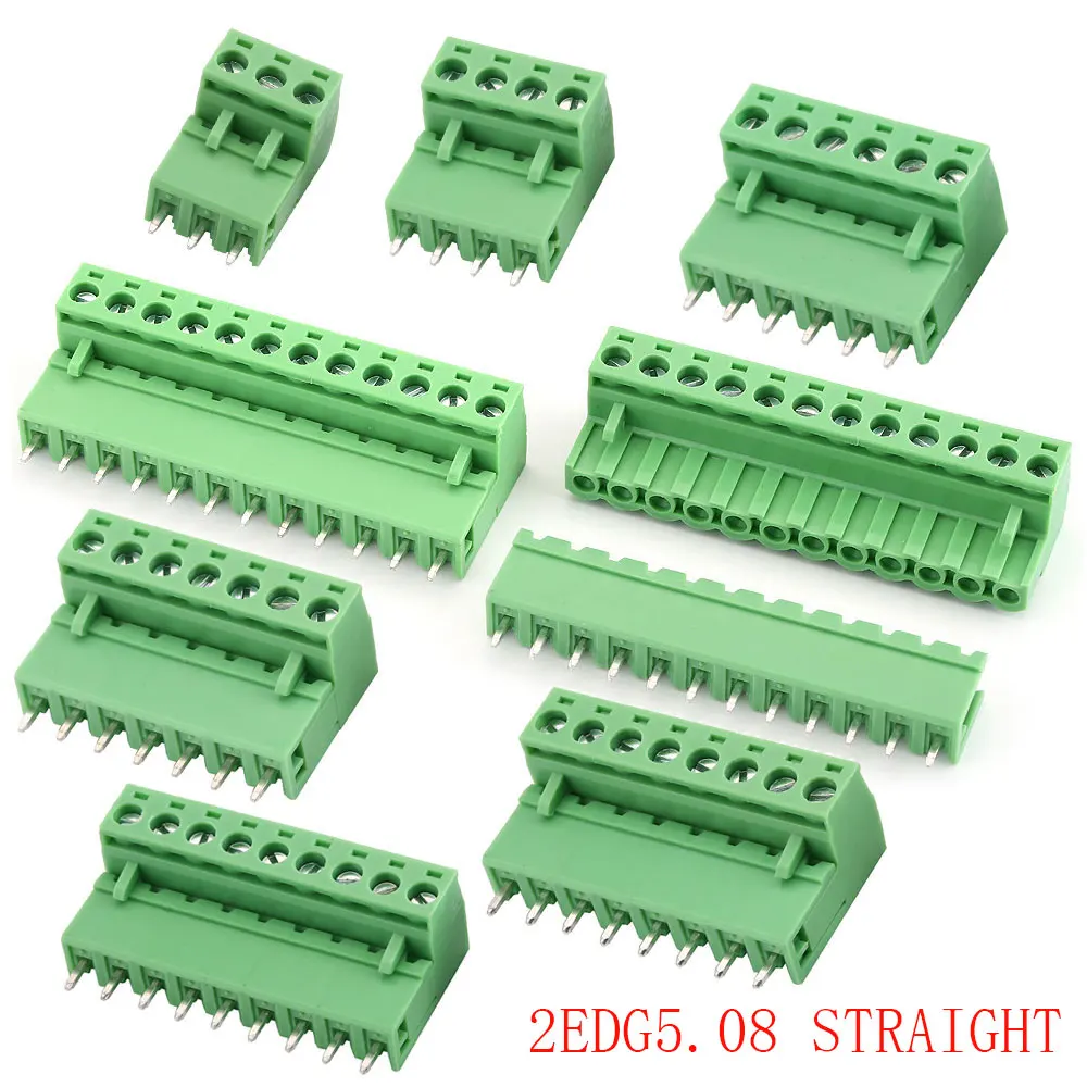 10Sets KF2EDG 5.08mm Pitch PCB Screw Terminal Block 2P 3 4 5 6 7 8 9 10P 12Pin Male Plug Female Socket Pin Header Wire Connector