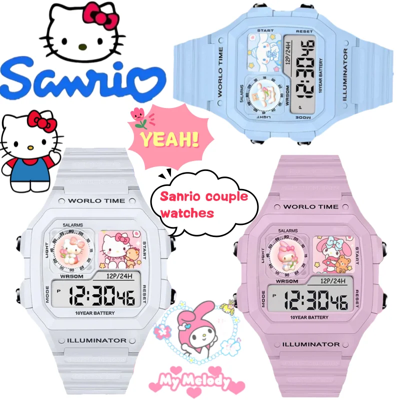Sanrio Hello Kitty Kuromi My Melody reloj creativo de alto valor con estampado de dibujos animados estudiante deportes inteligentes reloj de pulsera impermeable regalo