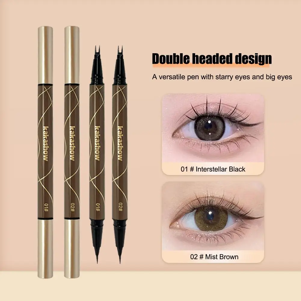 Ponta dupla bifurcada delineador líquido, Caneta de cílios inferiores, Quick Fine, Dry, 2, 2 Liner, Smooth Points, Pencil Lash Eye, Ultra In, Lower, D9C5