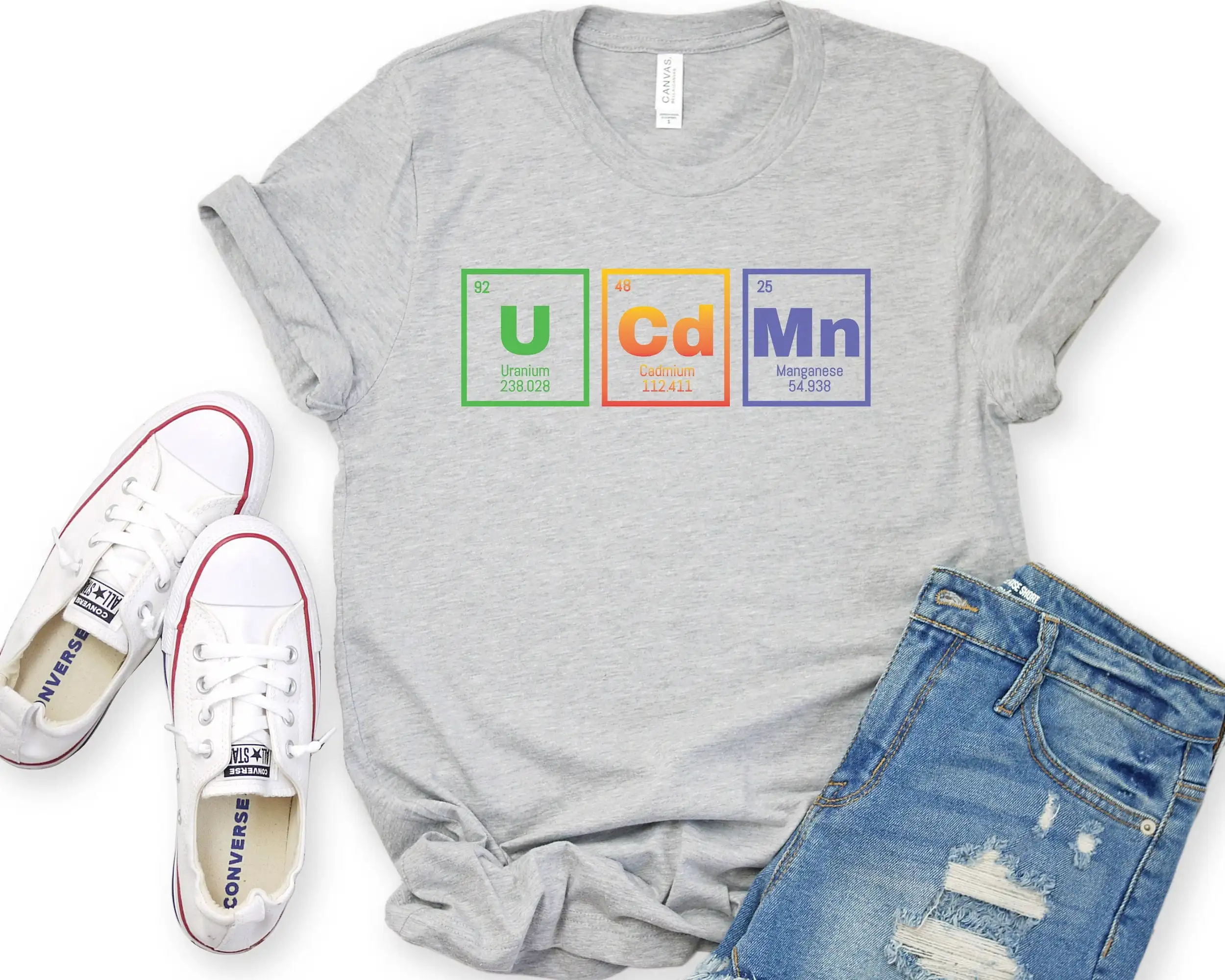 Uranium Cadmium Manganese Periodic Elements T Shirt Glass Amberina