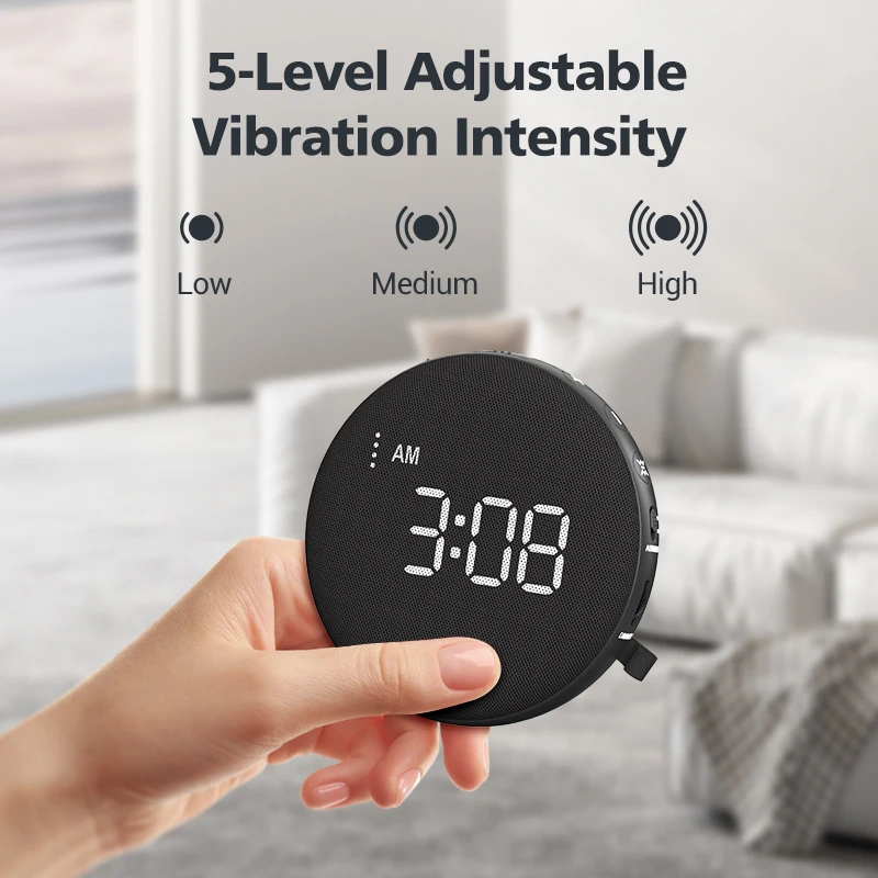 

Portable Loud Alarm Clock Bed Shaker, Deaf Alarm Clock with Vibration Mode, Heavy Sleeper Wake Up Clock, Bedroom Digital Clock