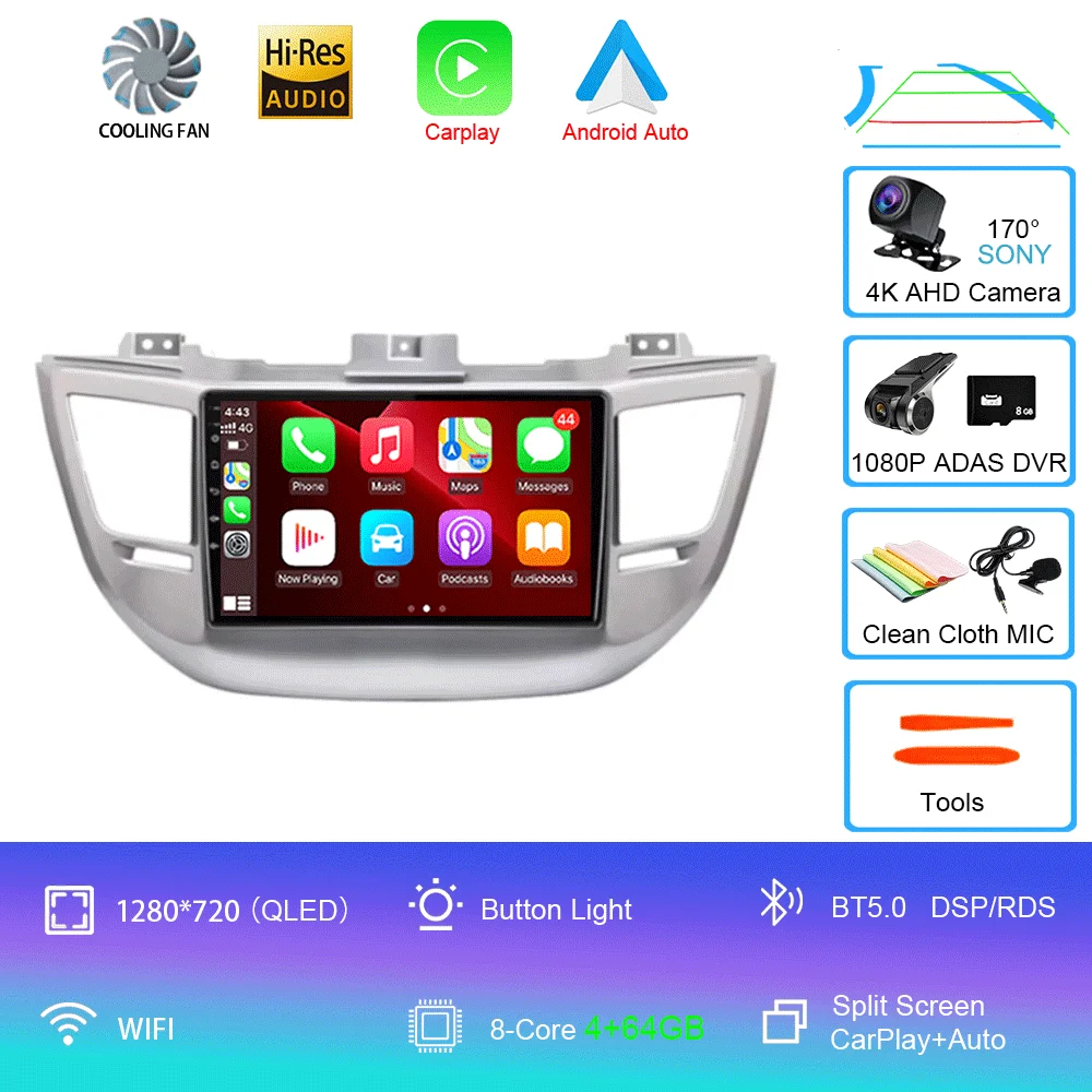 Android 16 autoradio Carplay voor Hyundai Tucson IX35 3 2015 2016 2017 2018 2Din multimediaspeler navigatie GPS head unit
