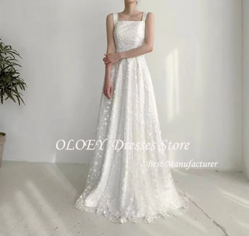 OLOEY Beading Lace Sweet Beauty Bride Wedding Party Dress Strapless Korea 드레스 Photography Prom Dress Floor Length Customized