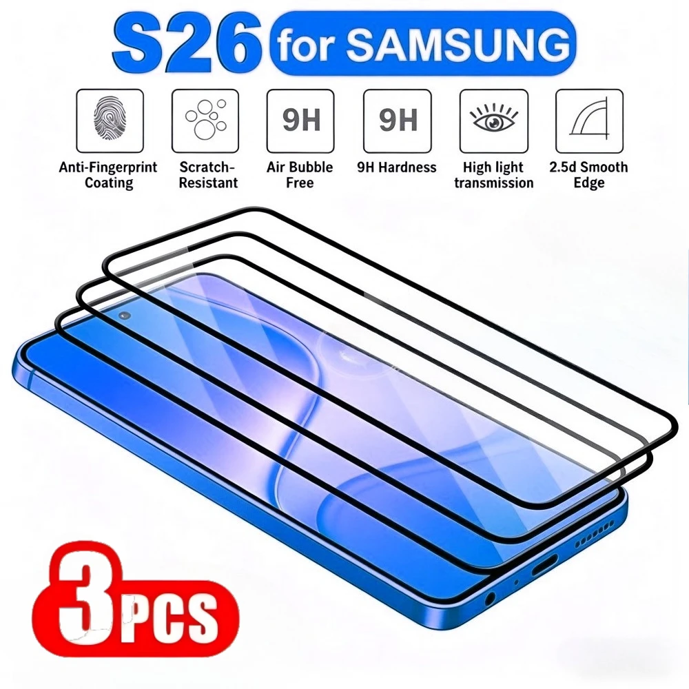 

Защитная пленка для экрана Samsung Galaxy S26 S25 S24 Ultra S23 S22 S21 Plus S25 S24 S23 FE, 3 шт., полное покрытие, твердость 9H, закаленное стекло