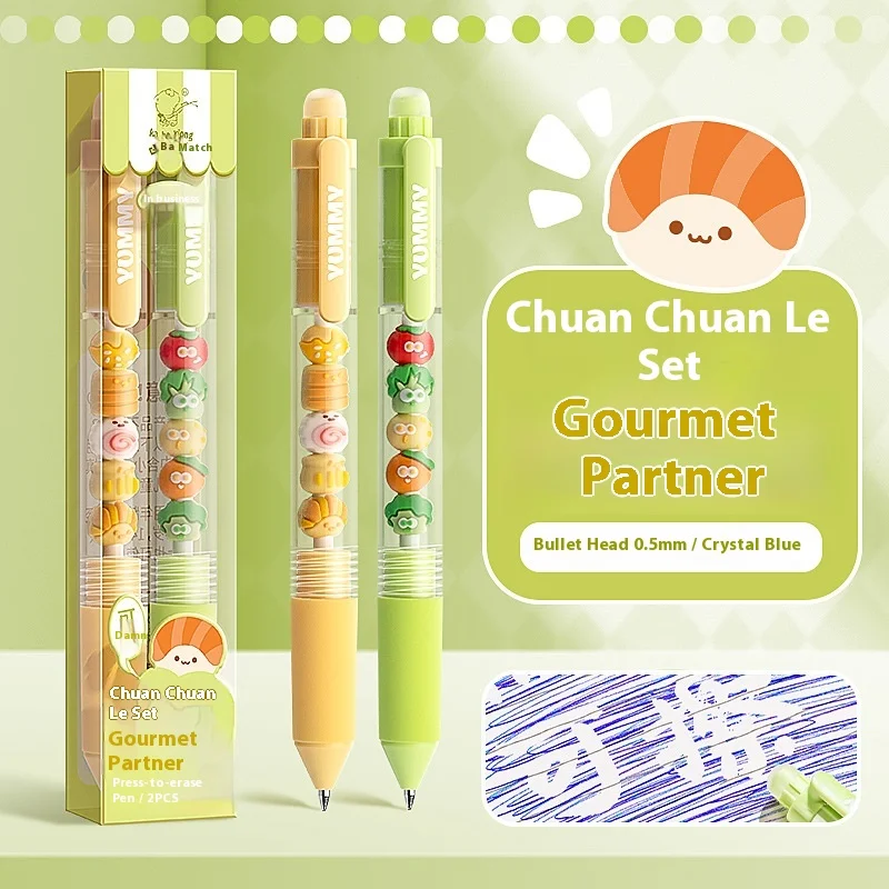 

Kaba Bear 12Pcs Erasable Gel Pen Cartoon Set Diy String Music Press 0.5mm Blue Dopamine Combination Pen To Learn Stationery