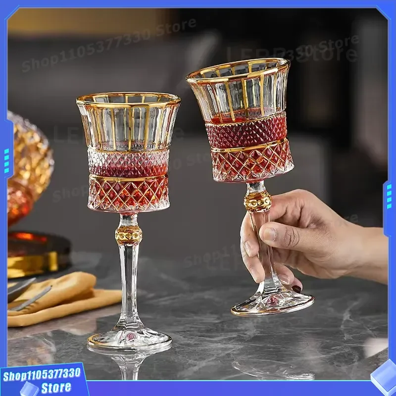 Luxury Gold Plated Crystal Wine Decanter Set 1.5L Transparent European Style Glass Carafe for Party Home Bar Decoration Gift
