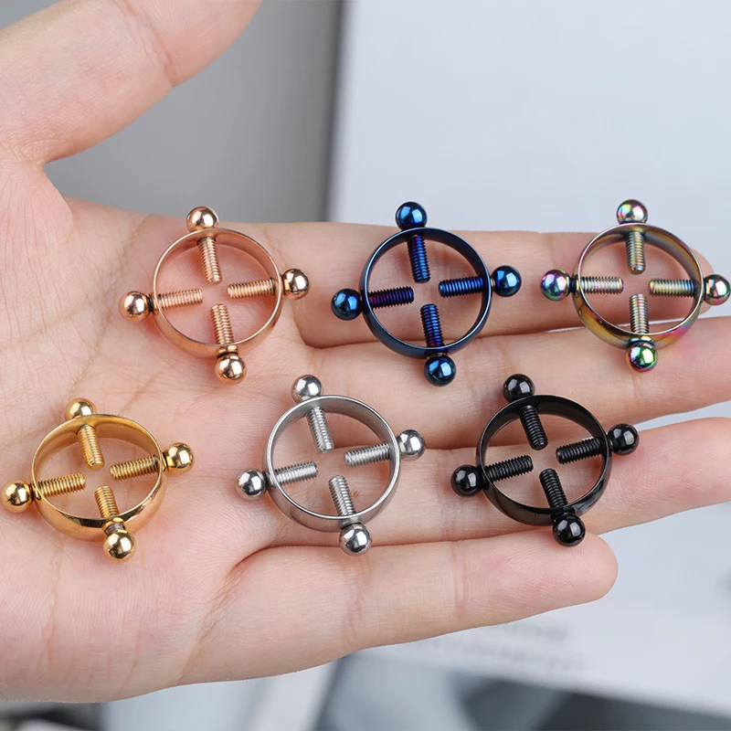 زوج واحد من مشابك الحلمة المتقاطعة المصنوعة من الفولاذ المقاوم للصدأ - مشابك قابلة للتعديل بدون ثقب، مجوهرات للجسم القوطي للرجال والنساء