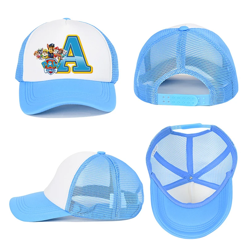 Paws Patrols Ragazzi Ragazze Cute Letter Berretti da baseball Bambini Cartoon Anime Cappello in rete traspirante Bambino Sunbonnet Regali di compleanno per bambini