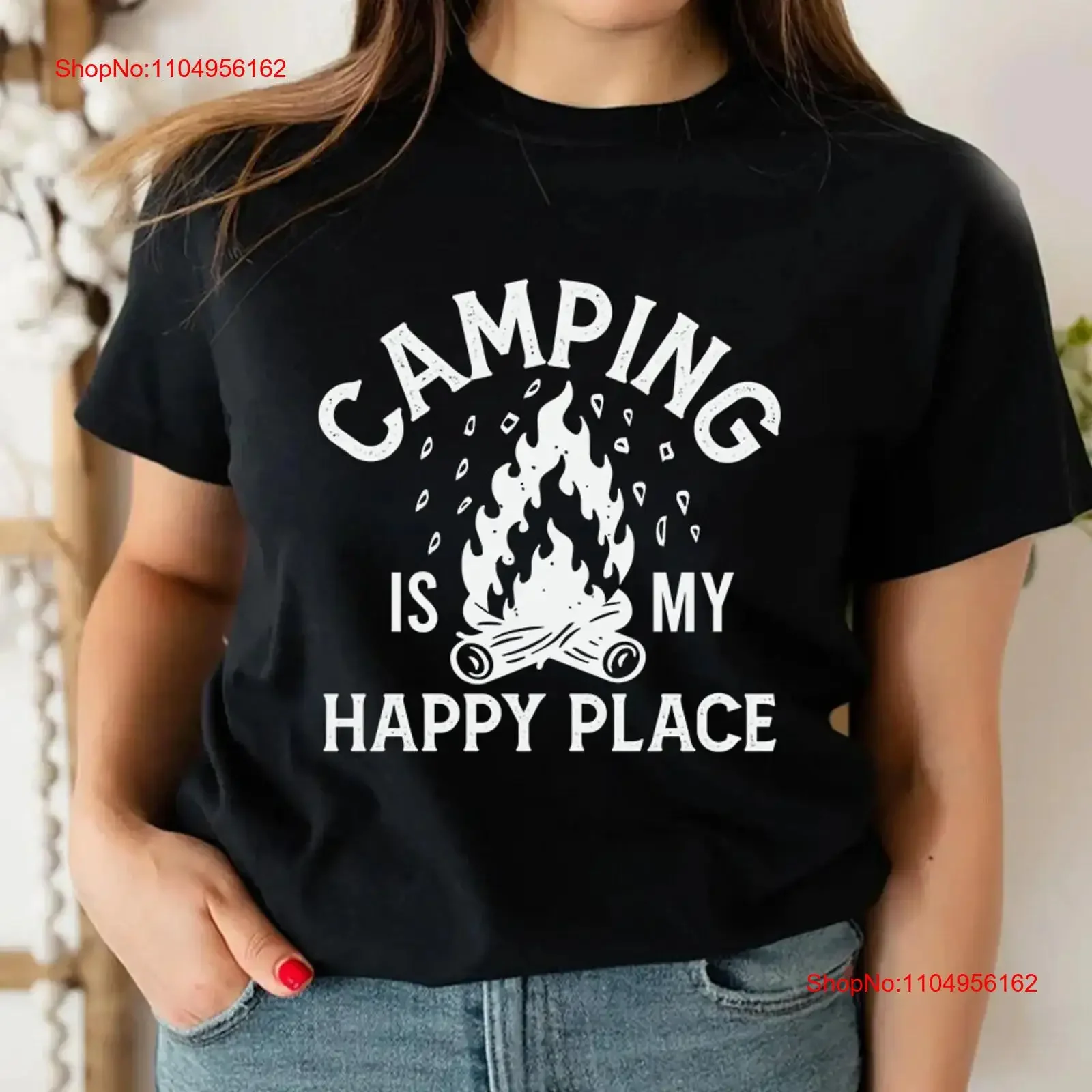

Футболка Camping is My Happy Place Life Vacation Trip Adventure Camp Fire, винтажный универсальный топ для повседневной носки, стильный