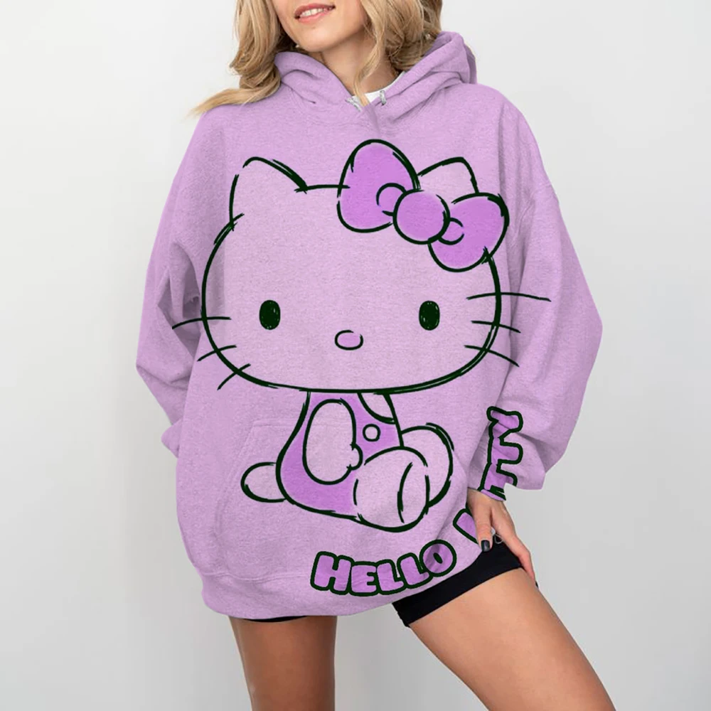 MINISO Couple Hoodies Fashion Coulomi Hello Kitty 3D Print Hoodie Men Women Fashion Casual Sport Sweatshirts Pullovers Hooded